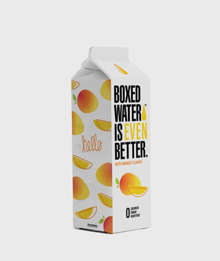 mango boxed water carton on white background