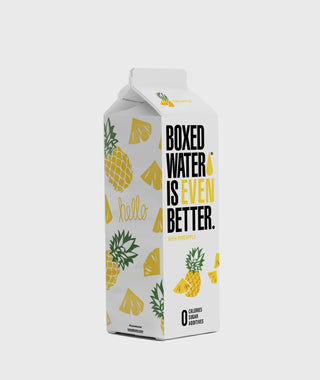 pineapple boxed water on a white background