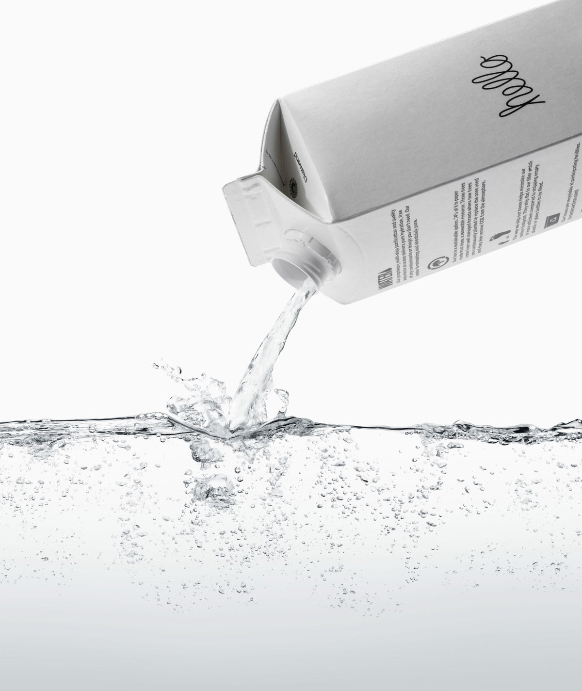 water pouring from boxed water carton