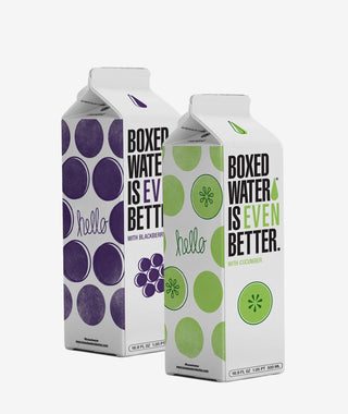 Blackberry and Cucumber flavored water cartons