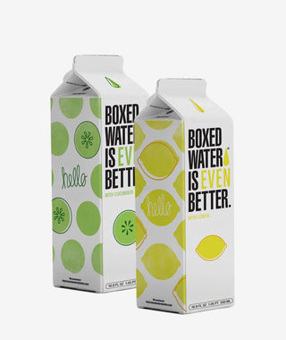 Cucumber and Lemon flavored water cartons