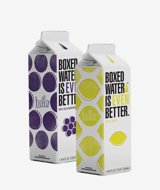 Blackberry and Lemon flavored water cartons