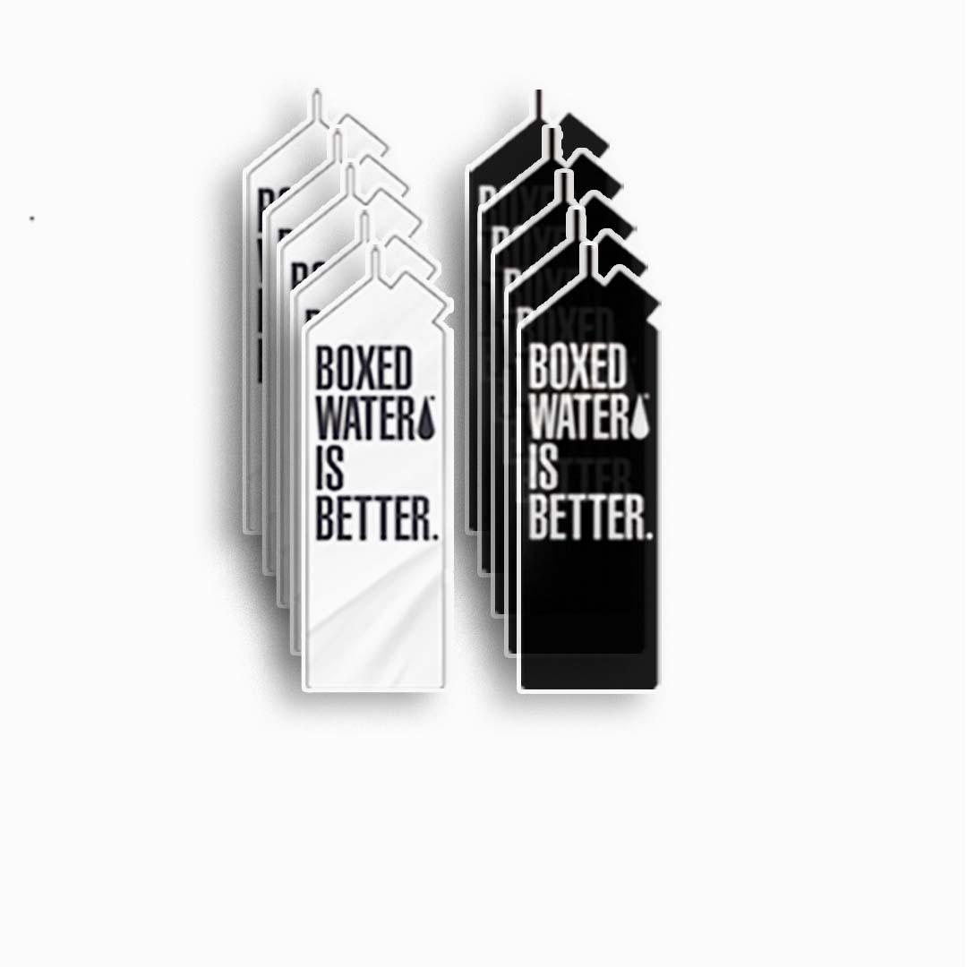 Boxed Water white and black stickers