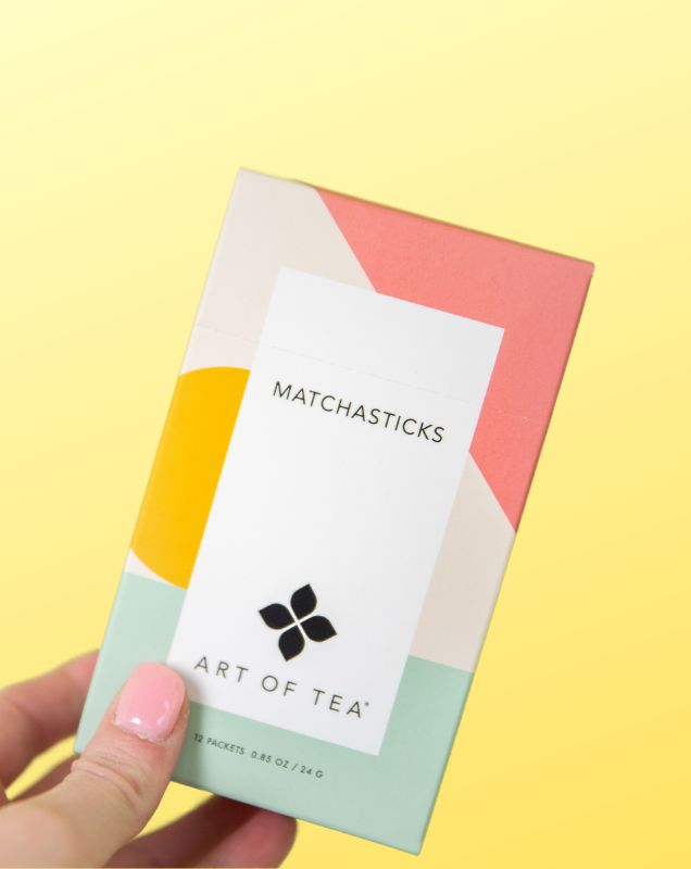 matchasticks art of tea in yellow background