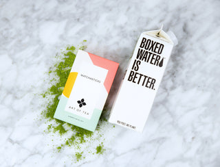 Boxed Matcha next to carton of Boxed Water Is Better