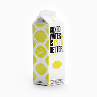 Lemon flavored boxed water carton