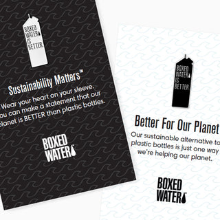 black and white pins in shape of boxed water cartons